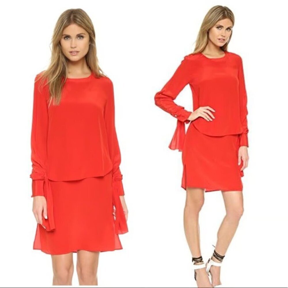 3.1 Phillip Lim Red Layered Silk Mini Dress Size 6 - 23012